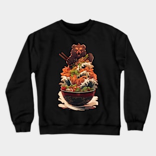 Bear aggressively eats ramen Crewneck Sweatshirt